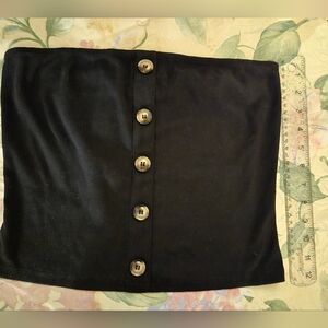 Black Button-Front Tube Top